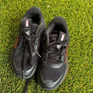 adidas Kids Black Sneakers with Red Accents